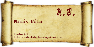 Misák Béla névjegykártya